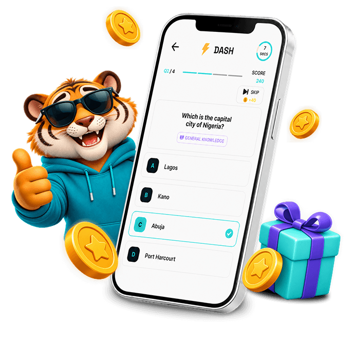 Trivo mascot with quiz app